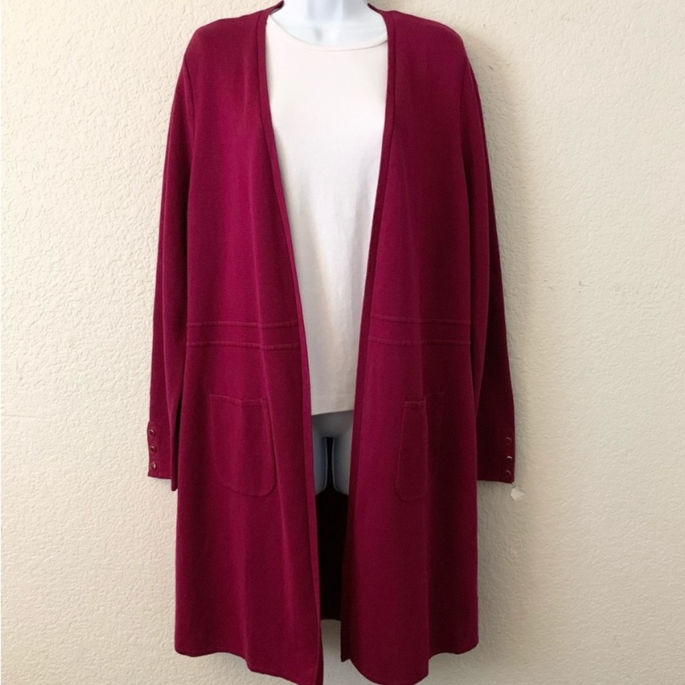 Women's Burgundy Open Front Cardigan